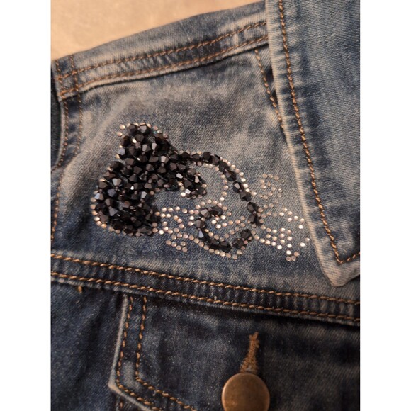 Venus rhinestone Jean jacket size 6 Y2k - Picture 4 of 7
